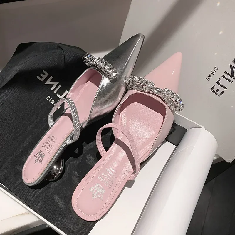 Women'S Shoes Clogs - รองเท้าแตะสีชมพูสำหรับผู้หญิง รุ่นสปริง/ซัมเมอร์ แบบสวม ดีไซน์ใหม่ ปลายแหลม รองเท้าเดรส