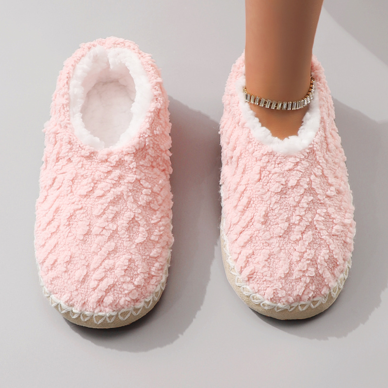 Women Shoes For Winter - รองเท้าแตะใส่ในบ้านสำหรับผู้หญิง ดีไซน์เรียบง่าย ทันสมัย สีพื้น บุขนหนา สำหรับฤดูใบไม้ร่วงและฤดูหนาว
