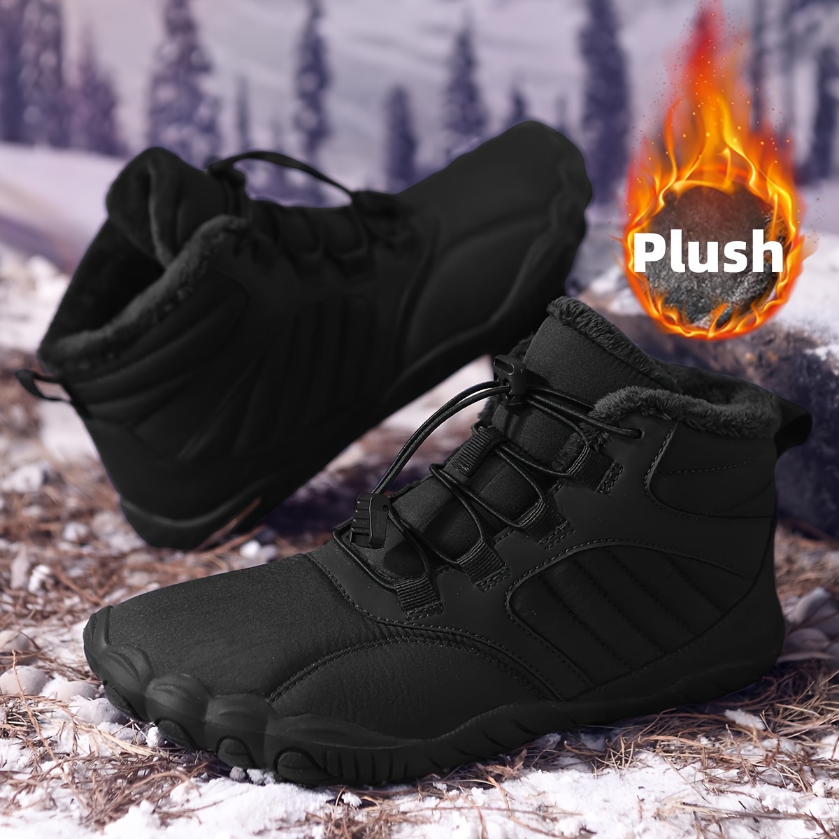 Women'S Shoes Extra Wide - รองเท้าบูทหิมะแบบสวมใส่สบายสำหรับฤดูหนาวบุขนแกะสำหรับทุกเพศ หัวรองเท้ากว้าง 5 นิ้ว เชือกผูกรองเท้าแบบล็อคเร็ว กันลื่น
