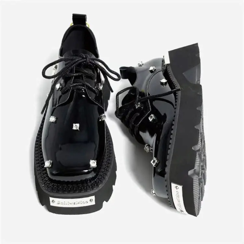 Mary Jane Shoes - รองเท้าโลฟเฟอร์ผู้หญิงแบบคริสตัล พื้นหนา สไตล์แมรี่เจน ปี 2025 รองเท้าลำลองแบบสปอร์ต