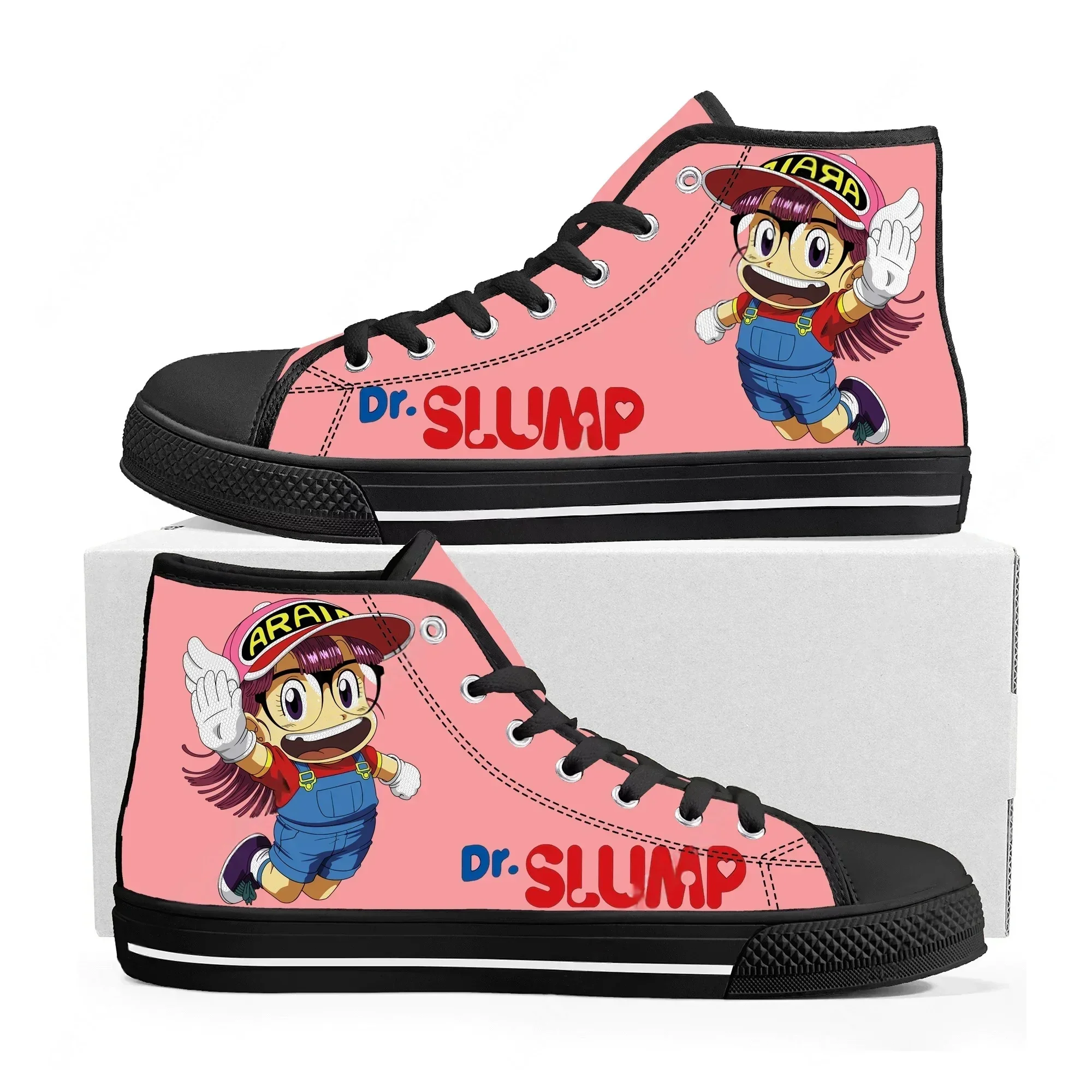 Women Shoes Japan - รองเท้าผ้าใบหุ้มข้อสูงลายการ์ตูนอนิเมะญี่ปุ่น A-Arale Dr Slump สำหรับผู้ชายและผู้หญิง รองเท้าผ้าใบลำลองสำหรับคู่รัก