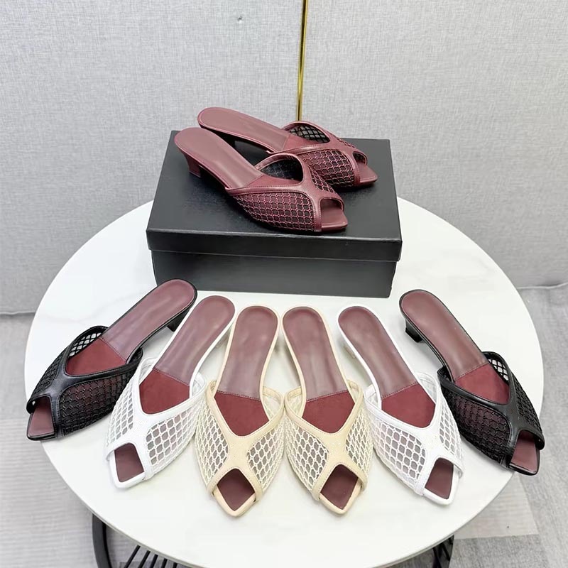 Women'S Shoes Peep Toe - รองเท้าแตะส้นสูงแบบสวมสำหรับผู้หญิง ดีไซน์ตาข่ายโปร่ง ปลายเปิด ส้นหนา ดูหรูหรา เหมาะสำหรับงานปาร์ตี้ฤดูร้อน