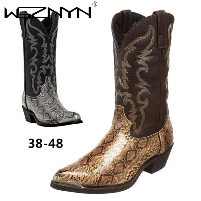 Women'S Shoes Chelsea - ผู้ชายผู้หญิงกลางลูกวัวรองเท้าบูท Handmade Retro Western คาวบอย Boot