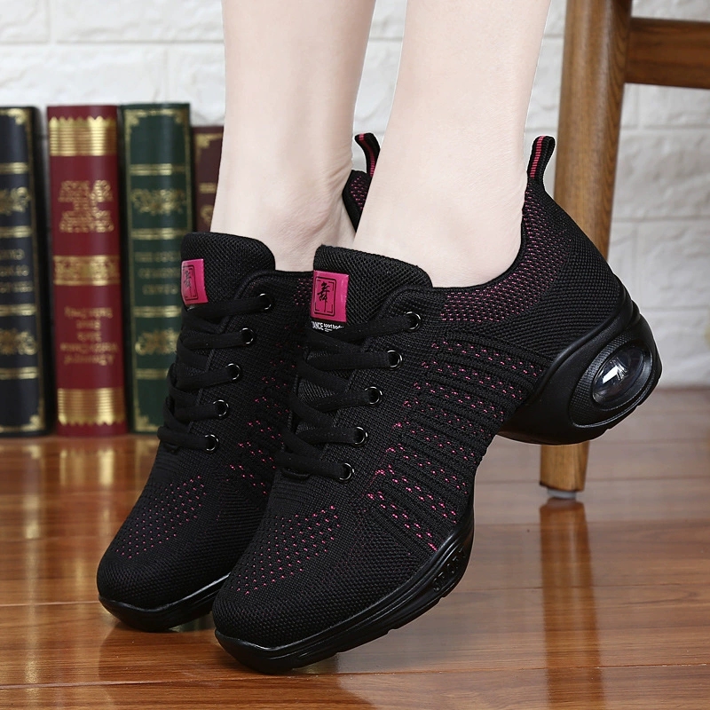 Women'S Zumba Shoes - รองเท้าเต้นรำแบบมีเบาะสำหรับผู้หญิง ระบายอากาศได้ดี สีดำ ผ้าตาข่าย กันลื่น เหมาะสำหรับซุมบ้า