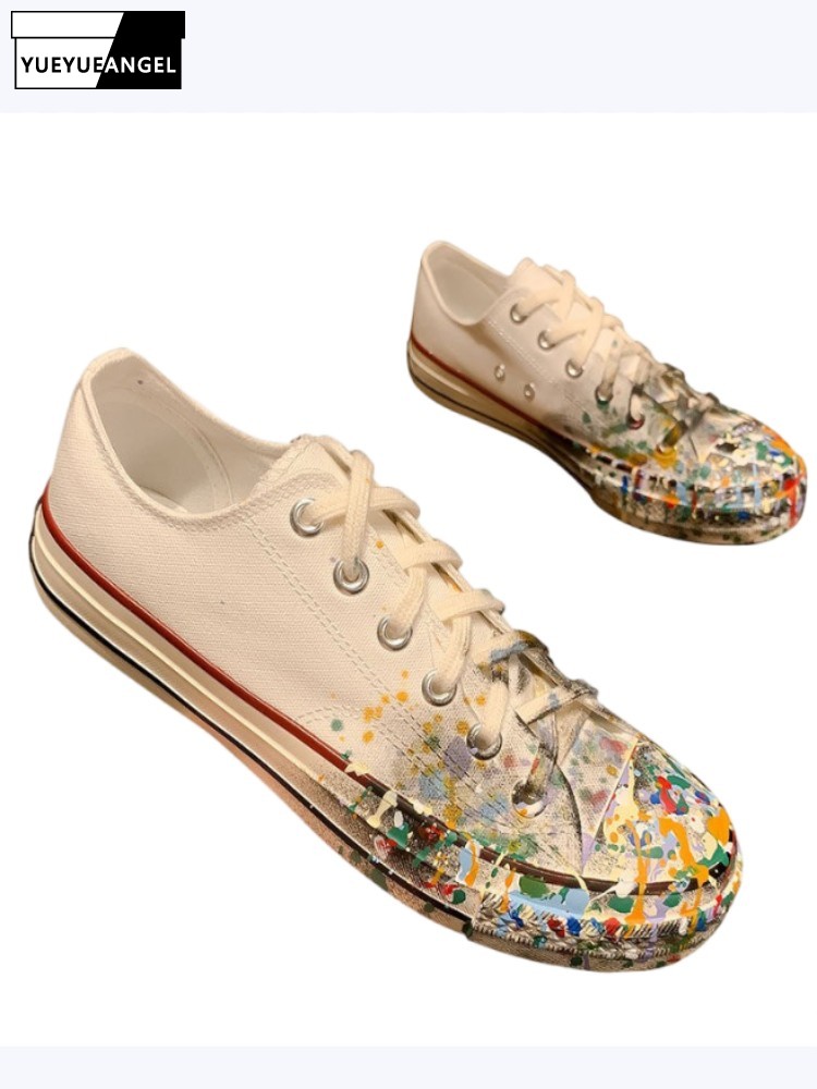 Women'S Shoes For Work - รองเท้าผ้าใบผู้หญิงสีขาวแบบผูกเชือก สไตล์ลำลอง แฟชั่นฤดูใบไม้ผลิ ดีไซน์เรโทร ส้นเตี้ย สำหรับทำงานหรือใส่ลำลอง