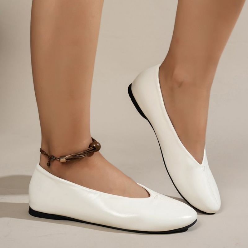Women'S Shoes Clogs - รองเท้าสวมสบายทรงกลม หัวตื้น สำหรับผู้หญิง รองเท้าบัลเล่ต์ลำลองแบบสวม รองเท้าส้นเตี้ยเรียบง่ายสำหรับเดินทาง รองเท้าส้นแบนสำหรับผู้หญิง