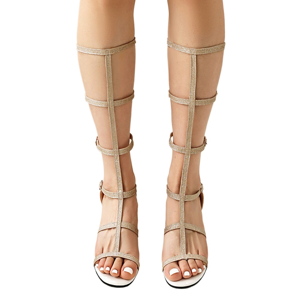 Women'S Shoes For Wide Feet - รองเท้าส้นสูงแบบรัดส้นสำหรับผู้หญิง สไตล์กลาดิเอเตอร์ ไซส์ 28-46 มีซิปด้านหลัง เหมาะสำหรับใส่เที่ยวช่วงฤดูร้อน