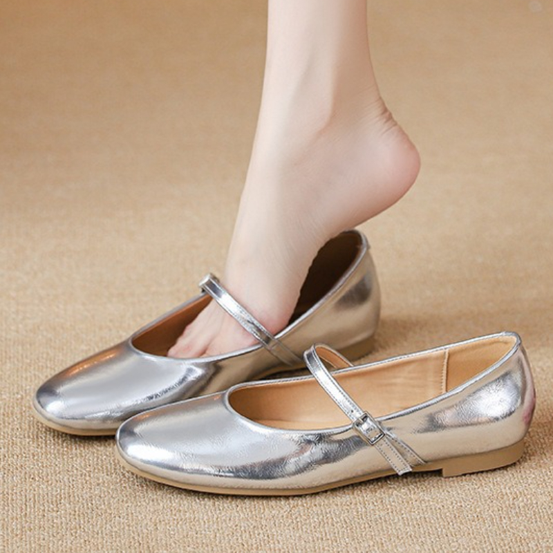 รองเท้าบัลเล่ต์สีเงินแบบสวมสำห - Mary Jane Shoes บทวิจารณ์และราคา