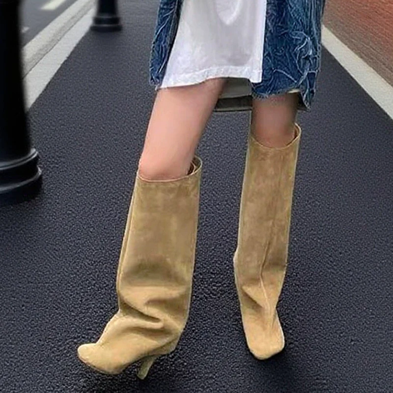 รองเท้าบูทผู้หญิงทรงหุ้มข้อ สไ - High Knee Heel Boots บทวิจารณ์และราคา