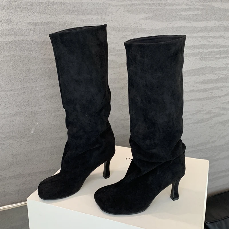 Eilyken ฤดูหนาว Street สไตล์รอ - High Knee Heel Boots บทวิจารณ์และราคา