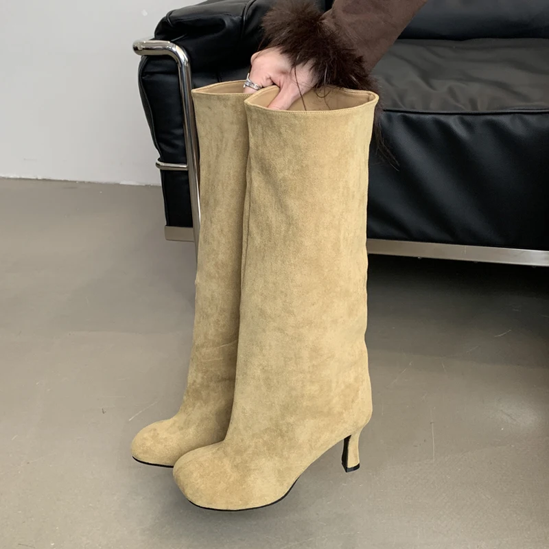 Eilyken ฤดูหนาว Street สไตล์รอ - High Knee Heel Boots บทวิจารณ์และราคา