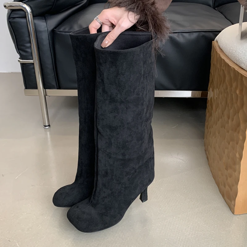 Eilyken ฤดูหนาว Street สไตล์รอ - High Knee Heel Boots บทวิจารณ์และราคา