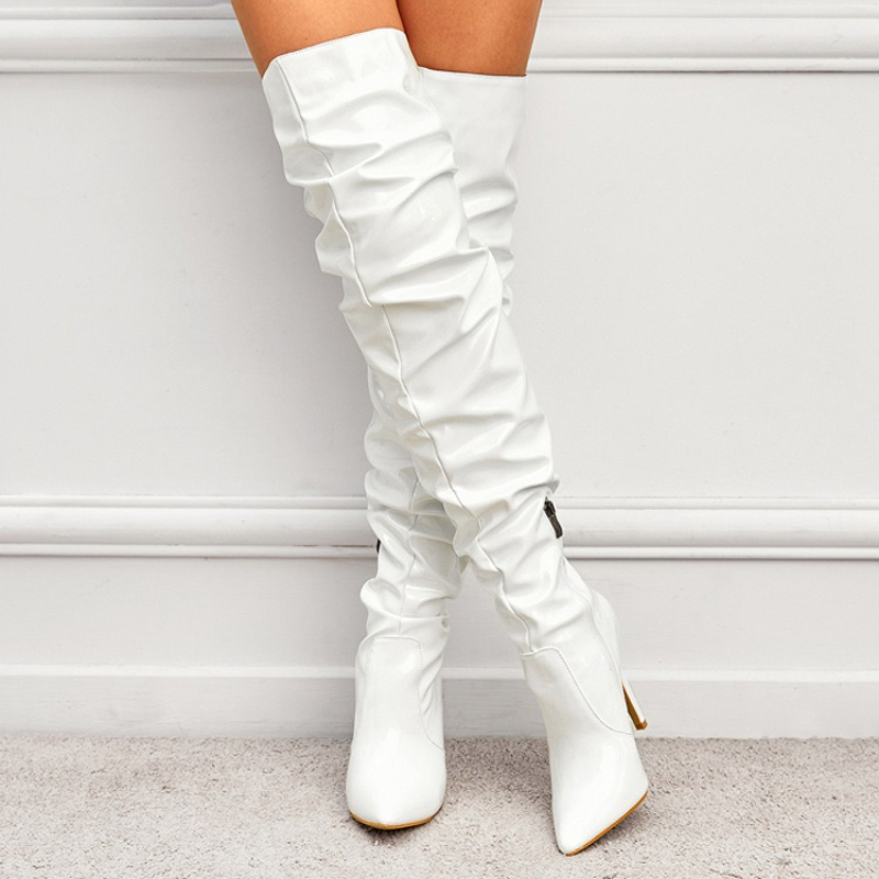 รองเท้าบูทสตรีกว่าเข่าเงาจีบรอ - Patent Leather Pump บทวิจารณ์และราคา