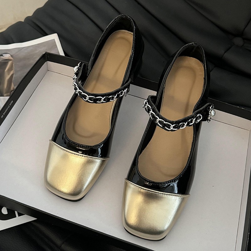 รองเท้าส้นสูงแบบหนาประดับมุก ร - Mary Jane Shoes บทวิจารณ์และราคา
