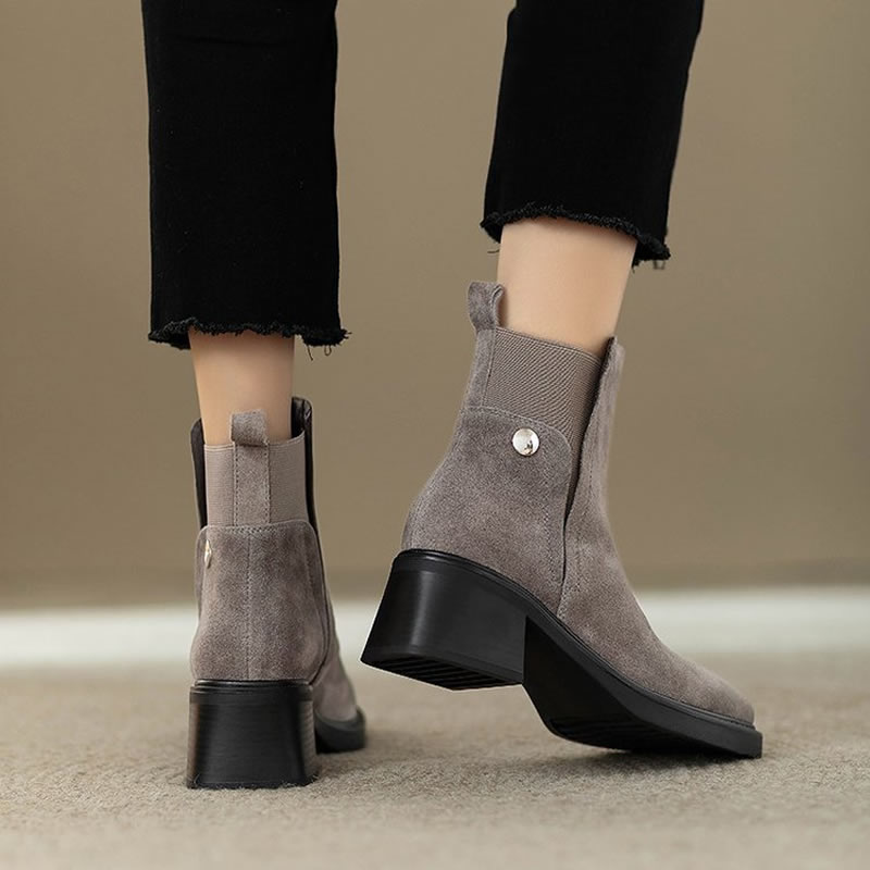 รองเท้าบูทข้อเท้าส้นหนาแบบสวมส - Women'S Shoes Chelsea บทวิจารณ์และราคา