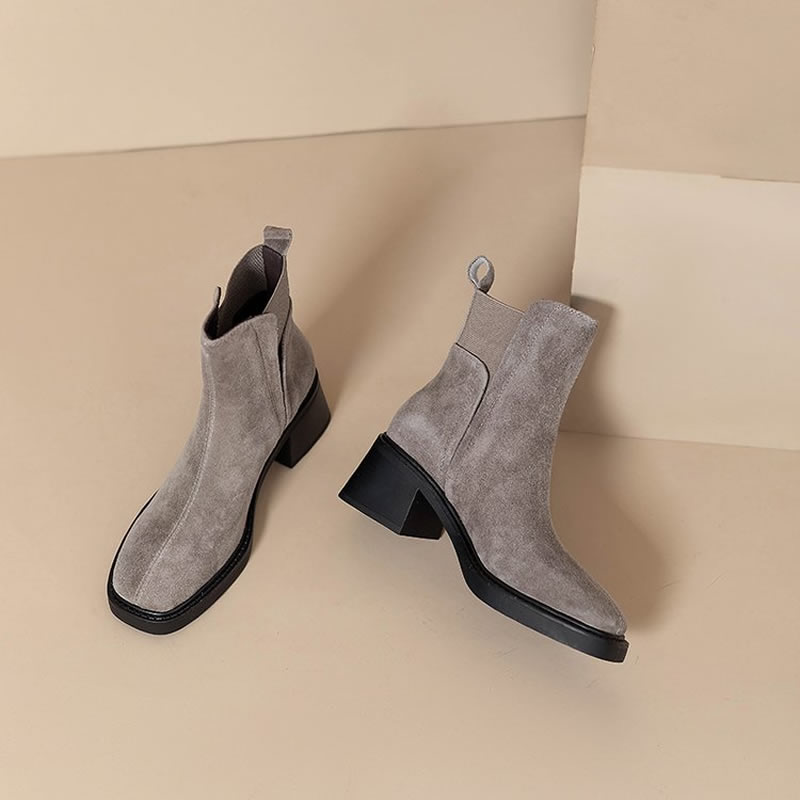 รองเท้าบูทข้อเท้าส้นหนาแบบสวมส - Women'S Shoes Chelsea บทวิจารณ์และราคา
