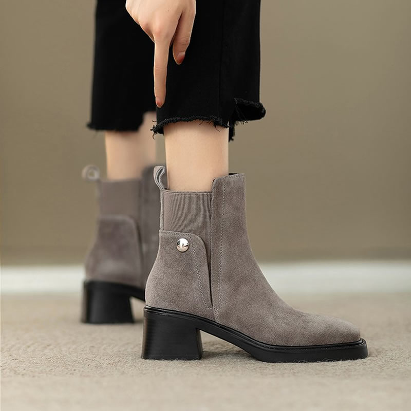รองเท้าบูทข้อเท้าส้นหนาแบบสวมส - Women'S Shoes Chelsea บทวิจารณ์และราคา