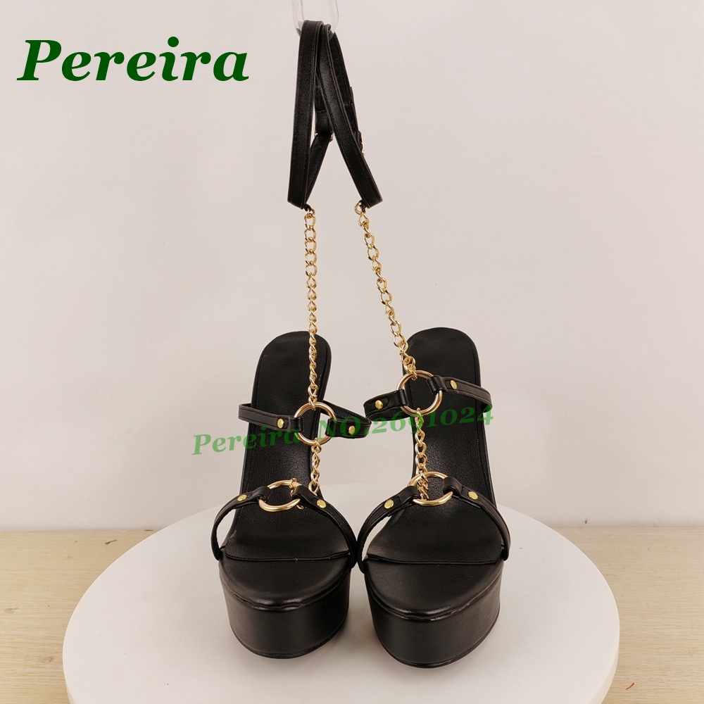 รองเท้าส้นสูงสีดำแบบส้นเข็มประ - Gold Chain Sandal บทวิจารณ์และราคา