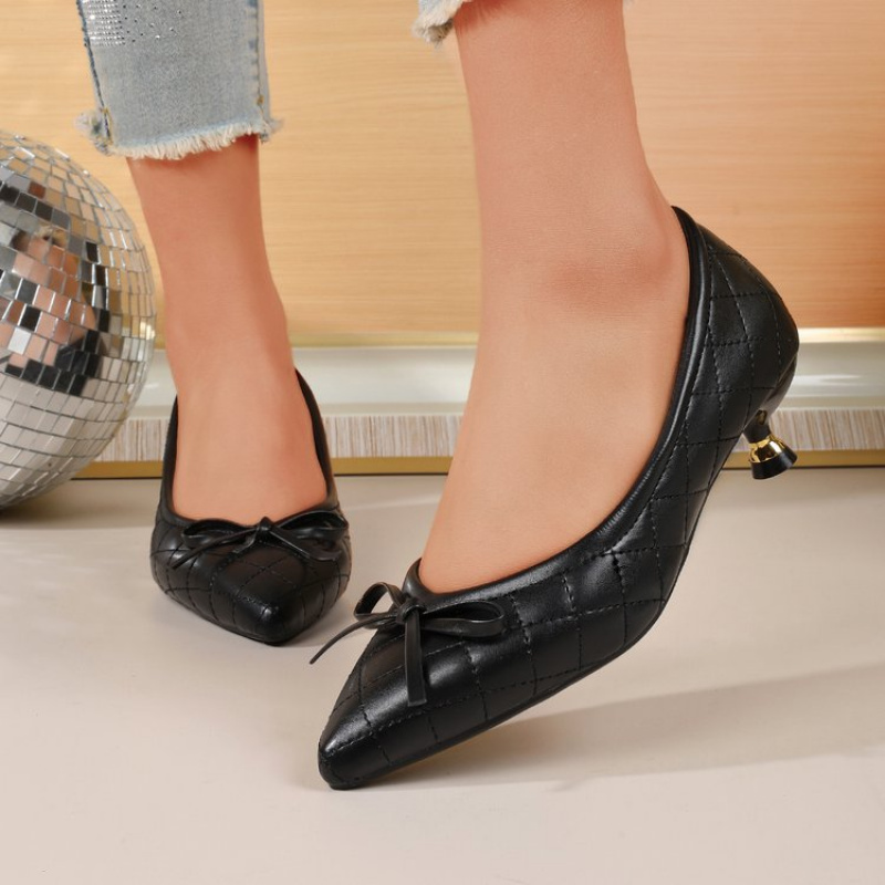 รองเท้าส้นเตี้ยหัวแหลมประดับโบ - Women'S Shoes For Work บทวิจารณ์และราคา