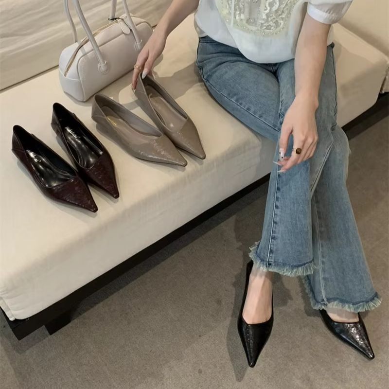 รองเท้าส้นเตี้ยหัวแหลมสำหรับผู - Women'S Shoes For Work บทวิจารณ์และราคา