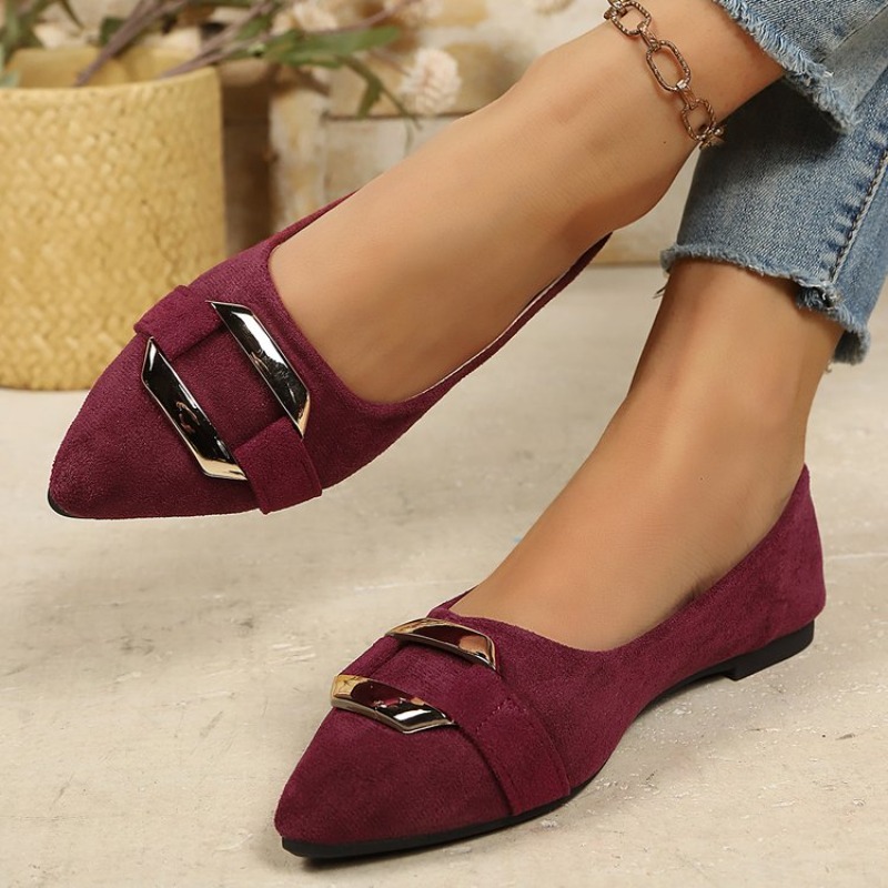 รองเท้าส้นแบนหัวแหลมหนังกลับสำ - Women'S Shoes For Work บทวิจารณ์และราคา