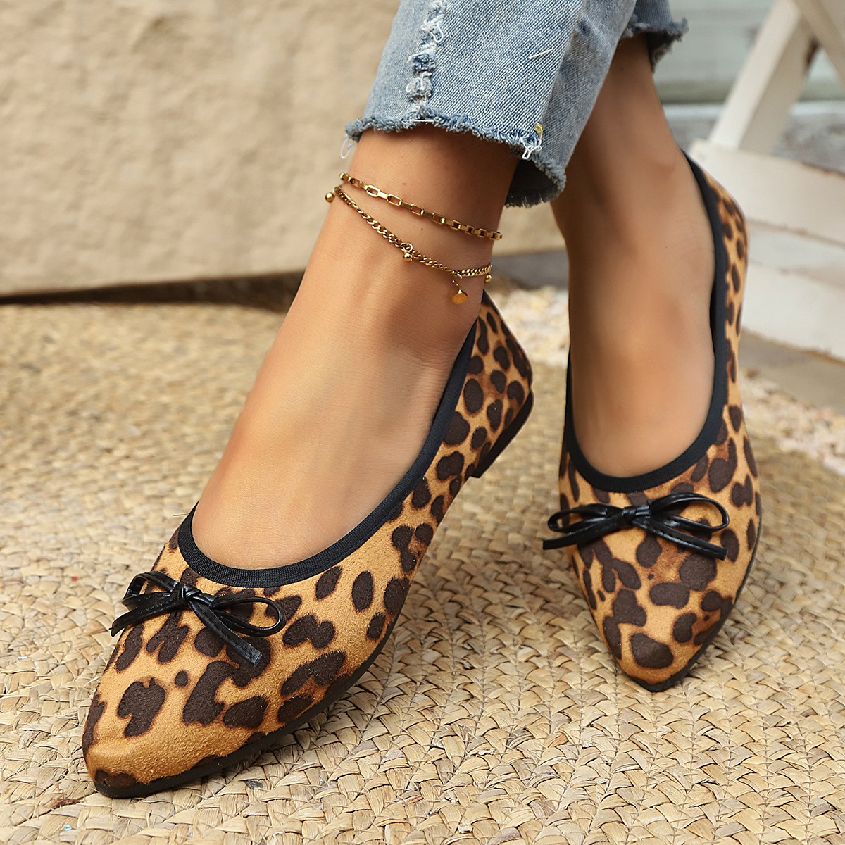 รองเท้าส้นแบนลายเสือดาวสำหรับผ - Women'S Shoes For Work บทวิจารณ์และราคา