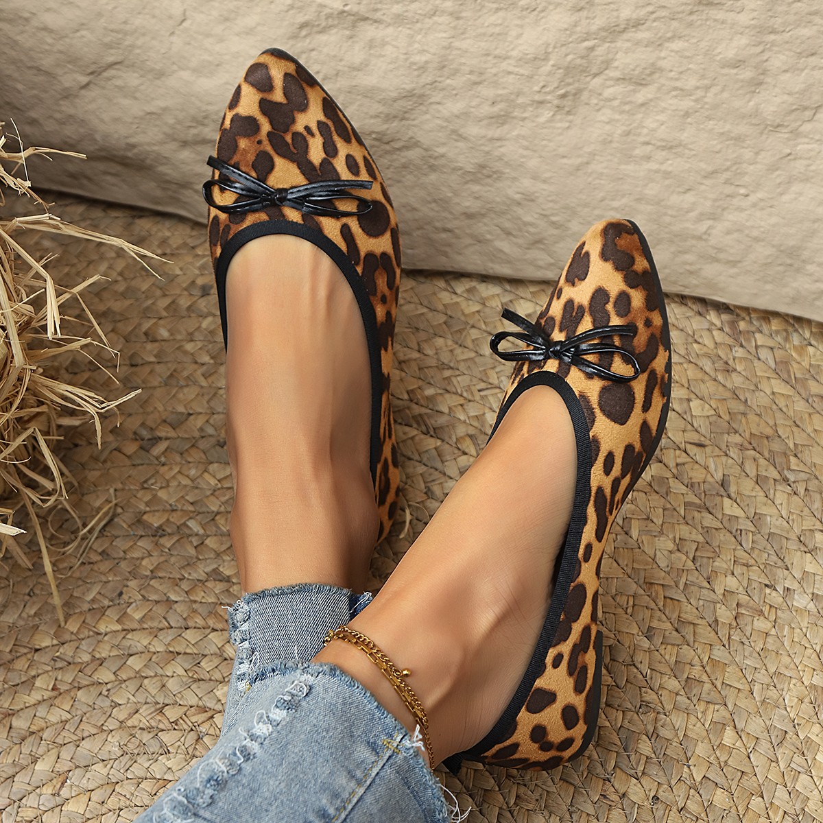 รองเท้าส้นแบนลายเสือดาวสำหรับผ - Women'S Shoes For Work บทวิจารณ์และราคา