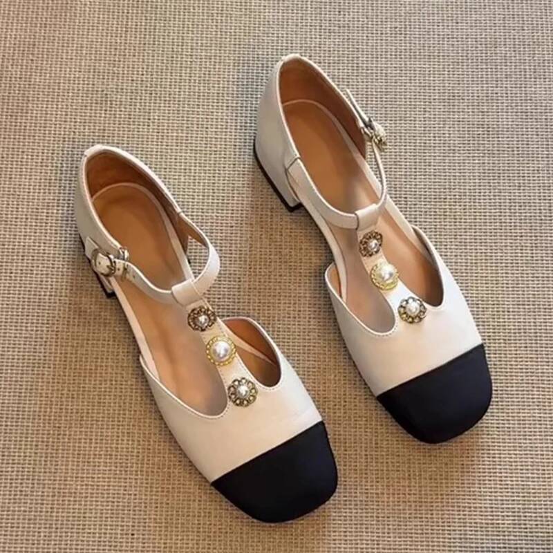 รองเท้าส้นสูงหัวเหลี่ยมสำหรับผ - Mary Jane Shoes บทวิจารณ์และราคา