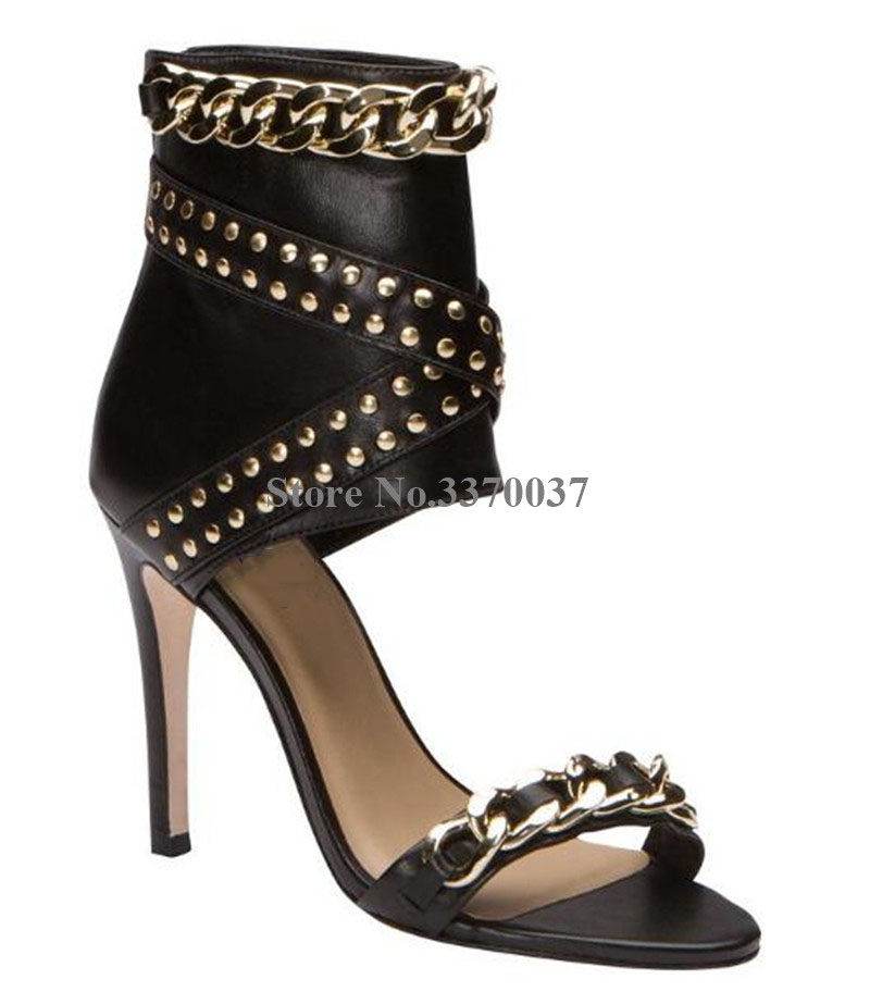 Western แฟชั่นผู้หญิงเปิดนิ้วเ - Gold Chain Sandal บทวิจารณ์และราคา