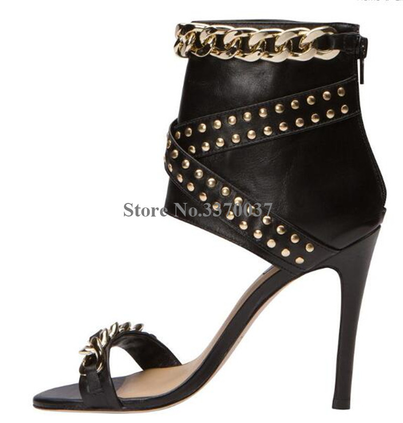 Western แฟชั่นผู้หญิงเปิดนิ้วเ - Gold Chain Sandal บทวิจารณ์และราคา
