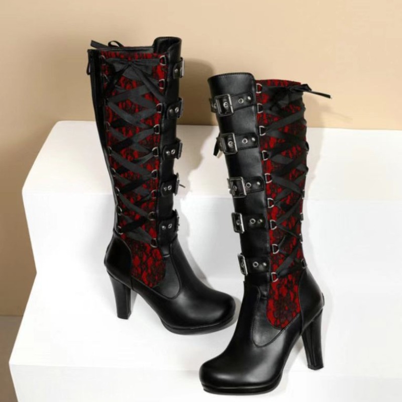 รองเท้าบูทสูงถึงเข่าสไตล์พังก์ - High Knee Heel Boots บทวิจารณ์และราคา