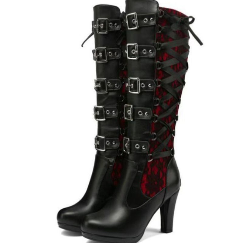 รองเท้าบูทสูงถึงเข่าสไตล์พังก์ - High Knee Heel Boots บทวิจารณ์และราคา