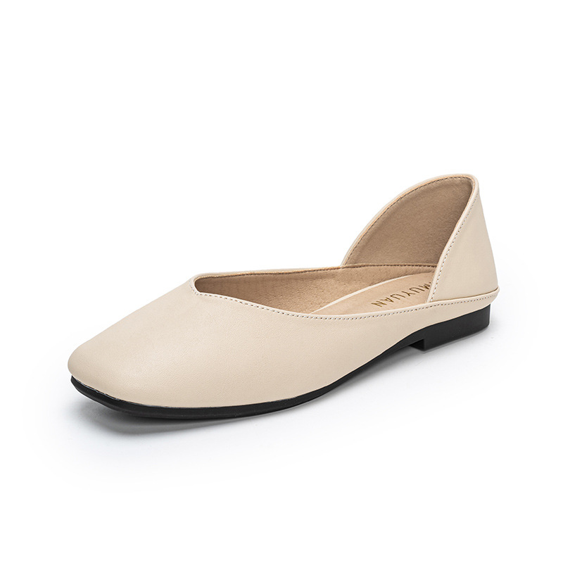 รองเท้าส้นแบนหนังทรงเหลี่ยมประ - Women'S Shoes For Work บทวิจารณ์และราคา