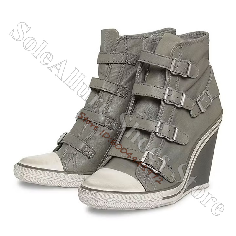 รองเท้าผ้าใบหุ้มข้อสีเทาแบบมีห - Women'S Shoes Com บทวิจารณ์และราคา