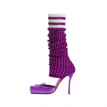 รองเท้าส้นสูงแบบสวมทรงสี่เหลี่ - High Knee Heel Boots บทวิจารณ์และราคา
